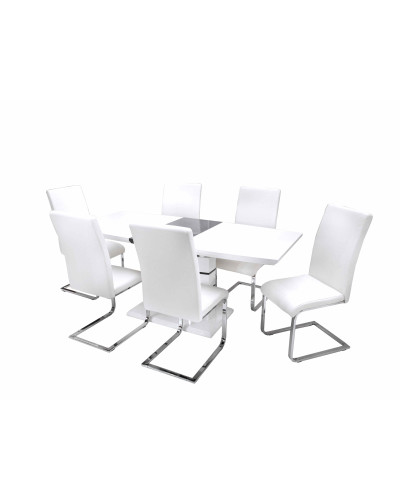 Aurél asztal 140-es Fehér/Szürke + 6 db Boston szék Fehér