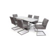 Spark asztal 140-es Cement + 6 db Hektor karfás szék Szürke szövet