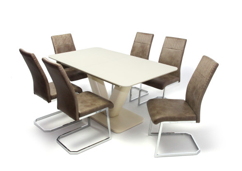 Hektor asztal 160-as Beige/Cappuccino + 6db Rio szék Barna