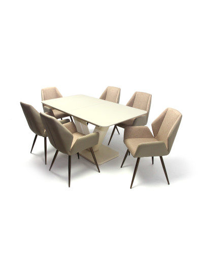 Hektor asztal 160-as Beige/Cappuccino + 6db Sonic szék Barna