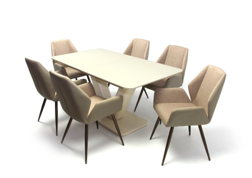 Hektor asztal 160-as Beige/Cappuccino + 6db Sonic szék Barna