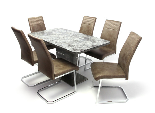 Spark asztal 140-es + 6db Rio szék Barna