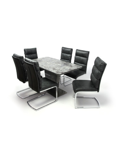 Spark asztal 140-es + 6db Rob szék Szürke