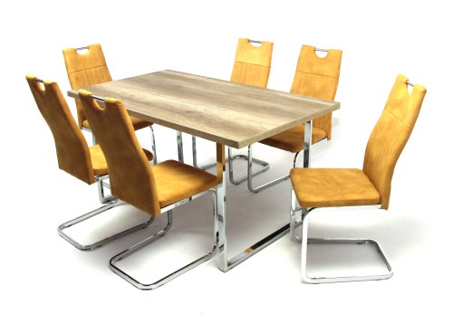 Boston asztal Canyon Tölgy + 6 db Torino szék Sárga szövet