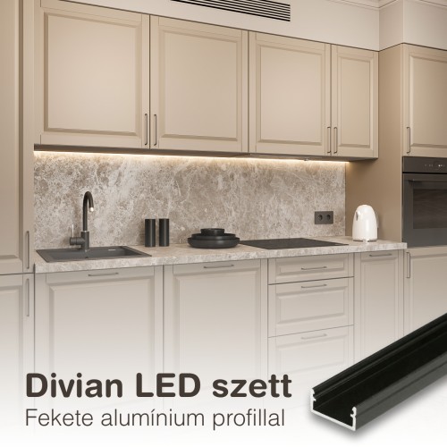 Divian LED szett Fekete profillal