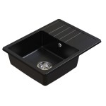 Gránit mosogatótálca 1 mély csepegtetős compact Fekete