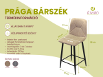 Prága bárszék Szürke szövet