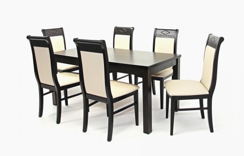 Berta asztal 160-as Wenge + 6 db Raffaello szék Beige/Wenge