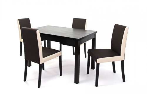 Kis Berta asztal 120-as Wenge + 4 db Kanzo szék Wenge/Szövetes