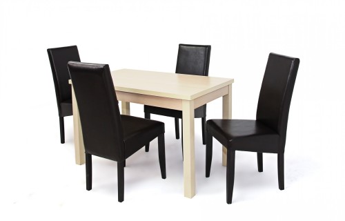 Kis Berta asztal 120-as Juhar + 4 db Berta szék Sötétbarna/Wenge