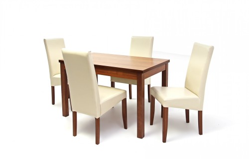 Kis Berta asztal 120-as Mogyoró + 4 db Berta szék Beige/Szilva