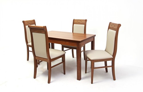 Kis Berta asztal 120-as Mogyoró + 4 db Raffaello szék Beige/Mogyoró
