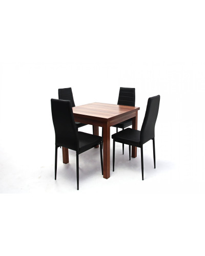 Kis Berta asztal 80x80-as Szilva + 4 db Geri szék Fekete