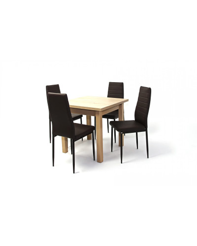 Kis Mokka asztal 80x80-as Sonoma + 4 db Geri szék Barna