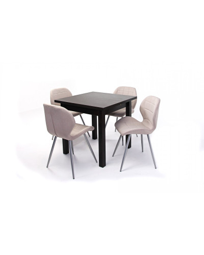 Kis Mokka asztal 80x80-as Wenge + 4 db Ervin szék Beige