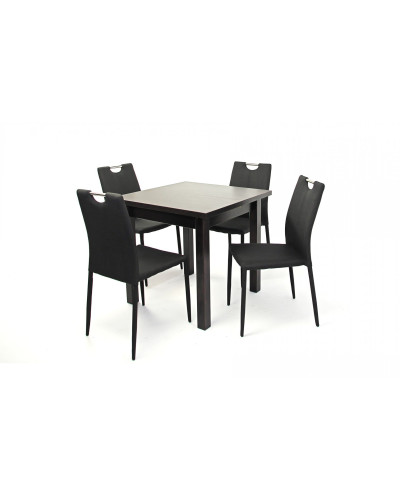 Kis Mokka asztal 80x80-as Wenge + 4 db Szofi szék Fekete