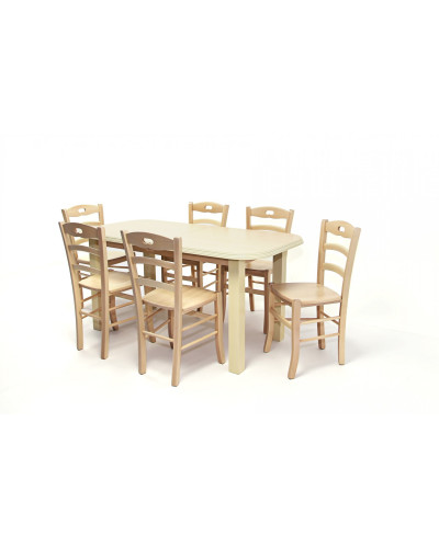 Piano asztal 160-as Juhar + 6 db Velence szék Juhar