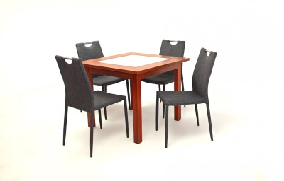 Kis Stella asztal 90x90-es Calvados + 4 db Szofi szék Szürke