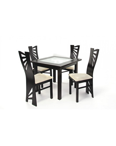 Kis Stella asztal 90x90-es Wenge + 4 db Stella szék Wenge