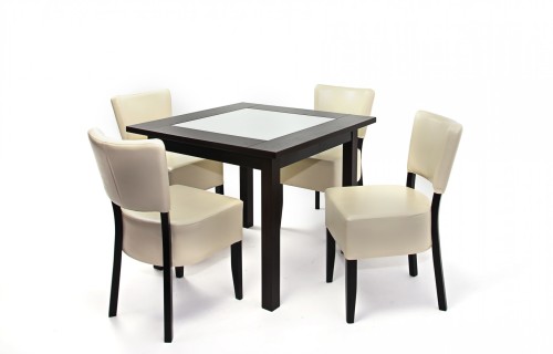 Kis Stella asztal 90x90-es Wenge + 4 db Róma szék Beige/Wenge