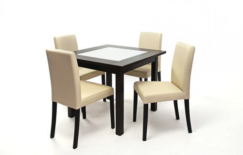 Kis Stella asztal 90x90-es Wenge + 4 db Kanzo szék Beige/Wenge