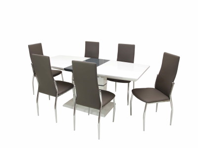 Aurél asztal 140-es Fehér/Szürke + 6 db Toni szék szürke