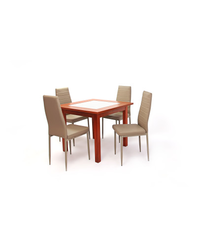 Kis Stella asztal 90x90-es Calvados + 4 db Geri szék Cappuccino