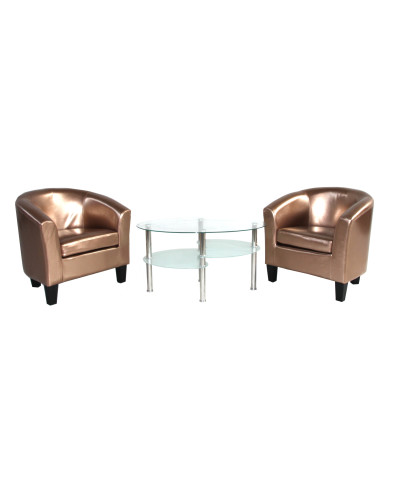 Cecil üvegdohányzó + 2 db Fargo fotel Rose Gold