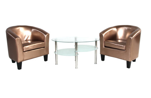 Cecil 90x55-ös Fehér + 2 db Fargo fotel Rose Gold