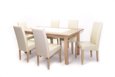 Stella asztal 180-as Világos Avellino + 6 db Berta szék Beige/Sonoma
