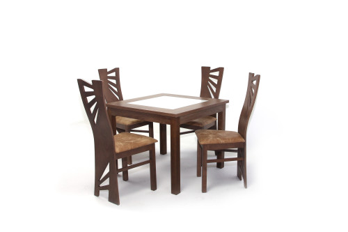 Kis Stella asztal 90x90-es Sötét Avellino + 4 db Stella szék Sötét Avellino