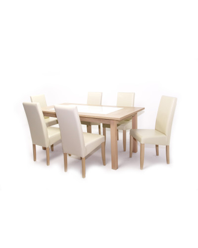 Stella asztal 180-as Világos Avellino + 6 db Berta szék Beige/Sonoma