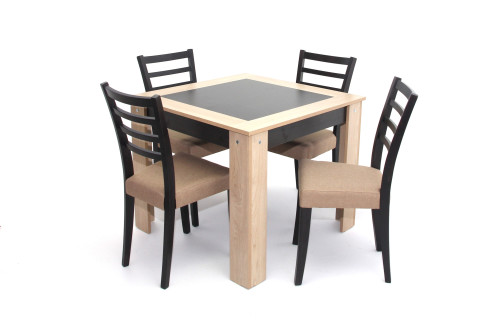 Alina kis asztal 90x90-es Világos Avellino/Wenge + 4 db Alina szék Világos Avellino/Wenge