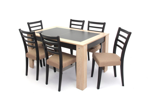 Alina asztal 135-ös Világos Avellino/Wenge + 6 db Alina szék Világos Avellino/Wenge