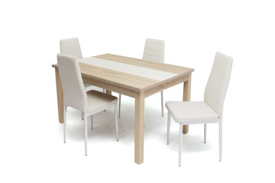 Kis Irish asztal 135-ös Sonoma/Bézs + 4 db Geri szék Fehér