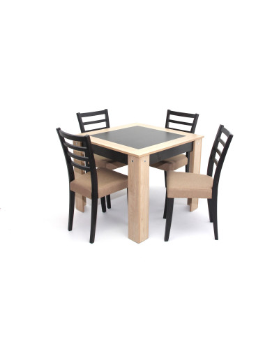 Alina kis asztal 90x90-es Világos Avellino/Wenge + 4 db Alina szék Világos Avellino/Wenge