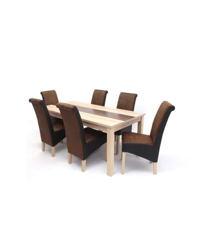Irish asztal 180-as Sonoma/Barna + 6 db Irish szék Sötétbarna/Sonoma