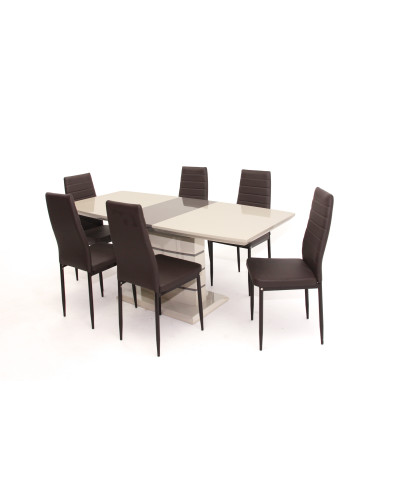 Aurél asztal 140-es Cappuccino/Barna + 6 db Geri szék Barna