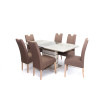 Aurél asztal 140-es Cappuccino/Barna + 6 db Atos szék Sonoma/Cappuccino