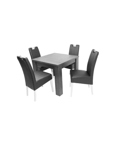 Atos asztal 90x90-es Neró + 4 db Atos szék Fekete/Fehér