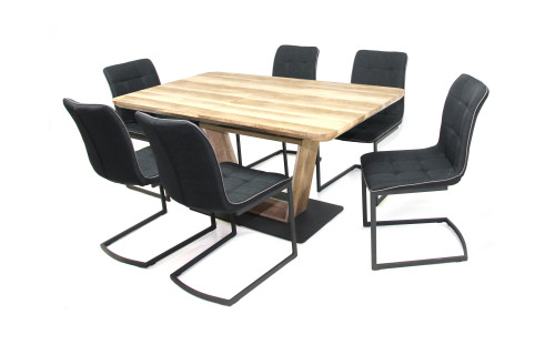 Leon asztal 160-as Canyon Tölgy + 6 db Aszton szék Fekete