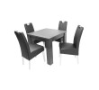 Atos asztal 90x90-es Neró + 4 db Atos szék Fekete/Fehér