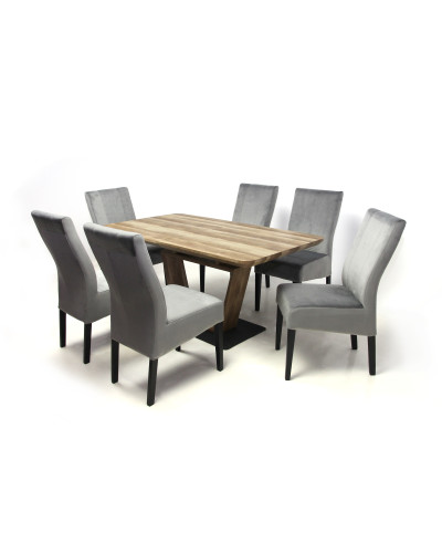 Leon asztal 160-as Canyon Tölgy + 6 db Mora szék Wenge/Szürke