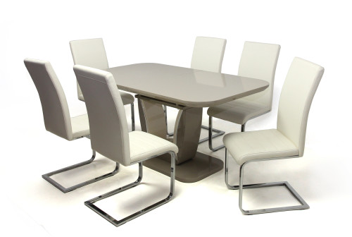 Marko asztal 160-as Cappuccino/Beige + 6 db Boston szék Fehér
