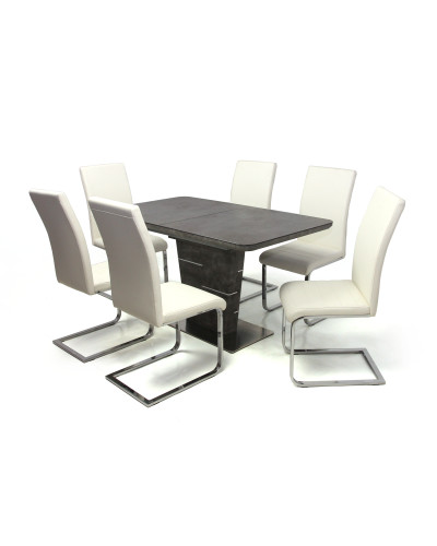 Spark asztal 140-es Cement + 6 db Boston szék Fehér