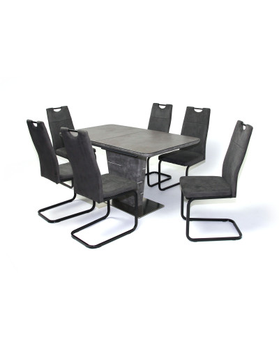 Spark asztal 140-es Cement + 6 db Torino szék Szürke szövet