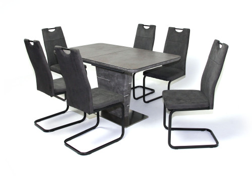 Spark asztal 140-es Cement + 6 db Torino szék Szürke szövet