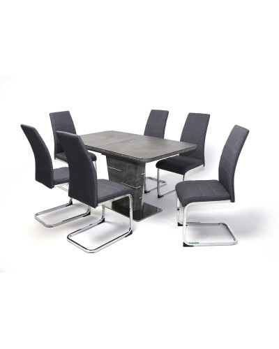 Spark asztal 140-es Cement + 6 db Kevin szék Szürke szövet